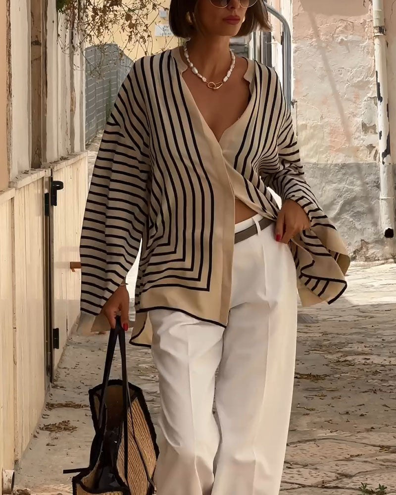 Casual striped shirt with slit