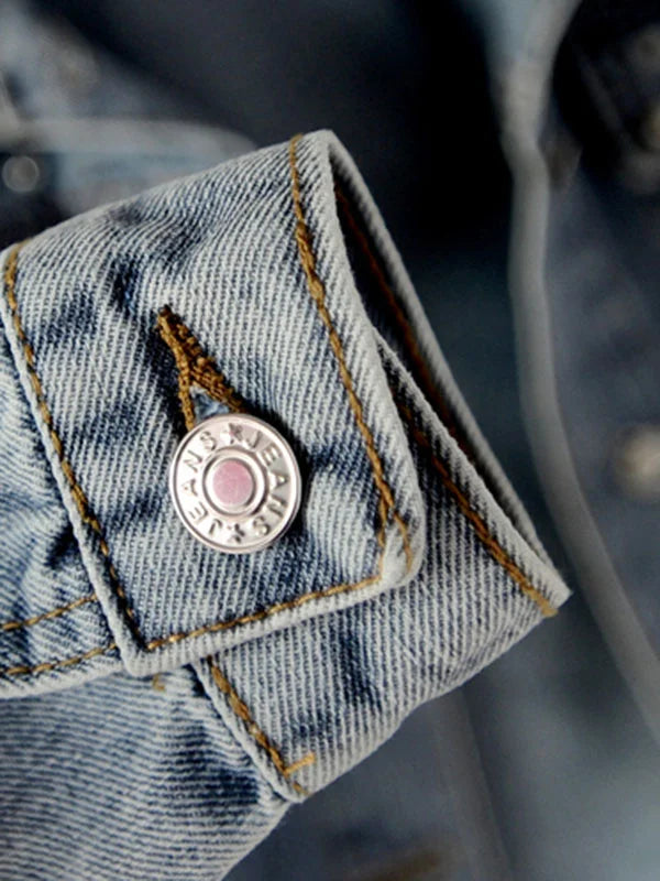 GR | Casual denim jacket with pearls for women