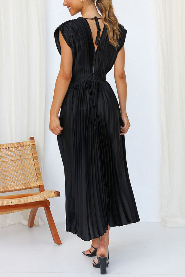 GR | Hallo Schöne Satin Plissee Midi Kleid