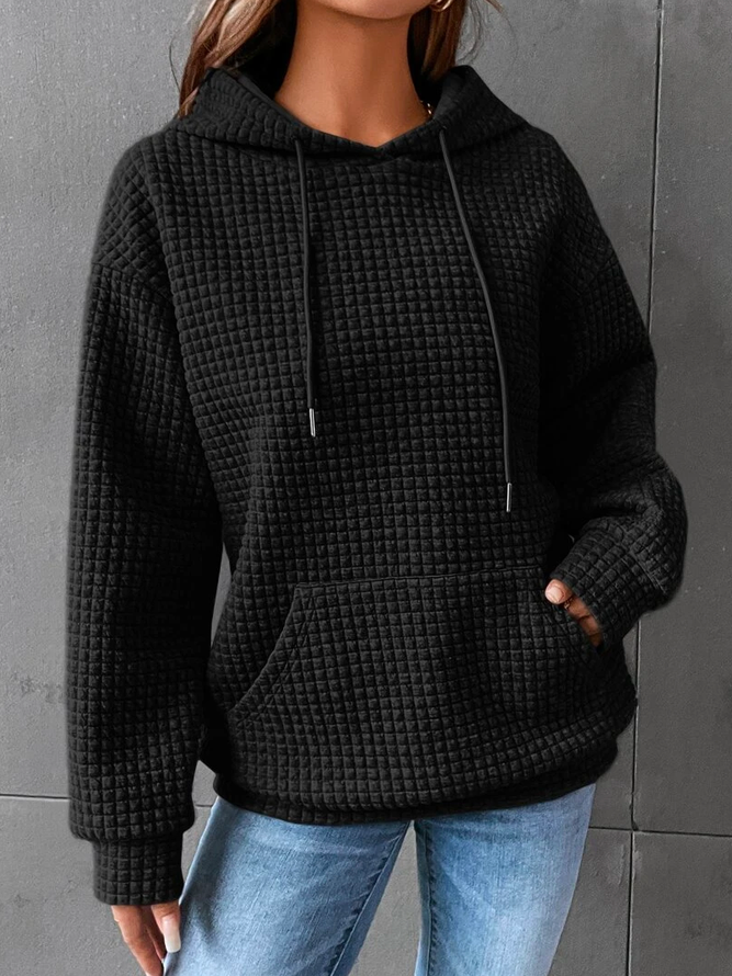 GR | Waffelstrick Hoodie Damen - lässiger Oversized Pullover