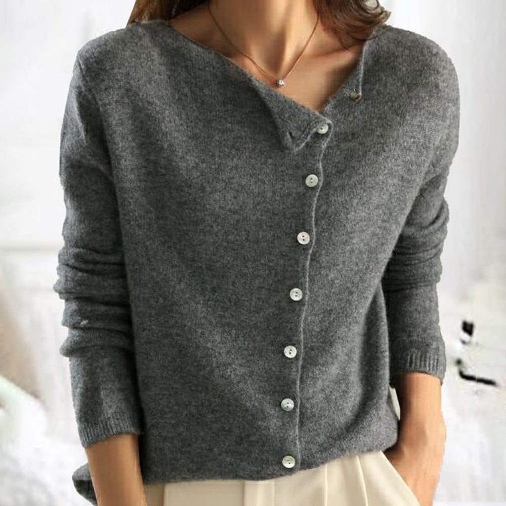 GR - Damen weicher Knopf-Pulli für eleganten Komfort