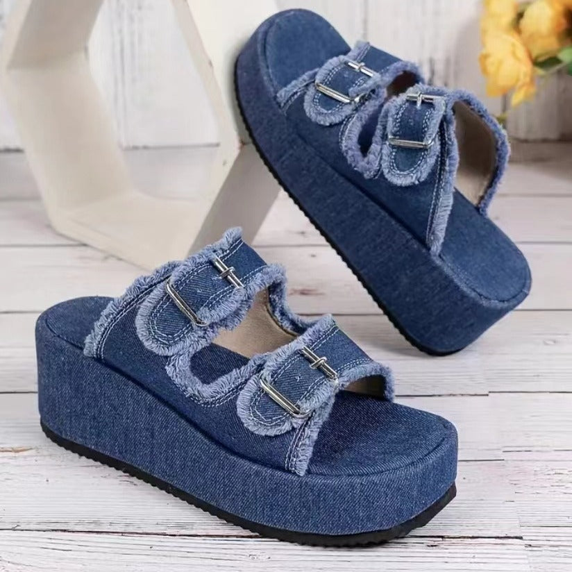 GR Denim sandals with buckle