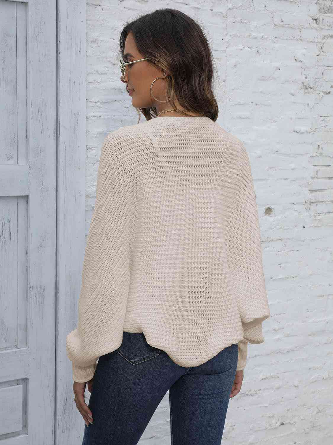 GR | Bat Sleeve Open Front Short Cardigan