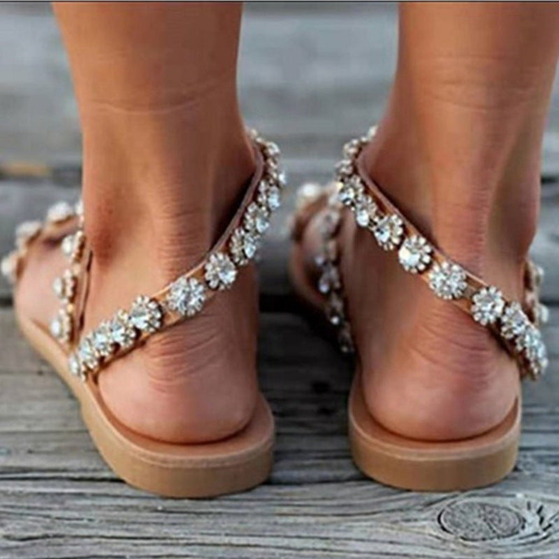 GR | Boho Beach Rhinestone Flip Flops