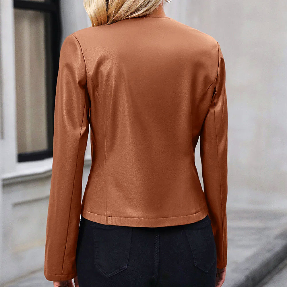 GR | Stylish leather biker jacket for women