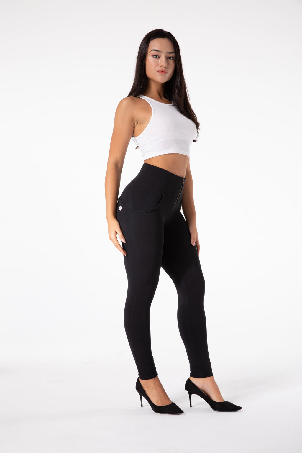 GR | Stramme Schwarze Leggings mit Hohem Bund