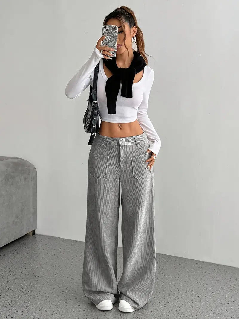 GR | Cordhose Mit Weitem Bein Für Frauen