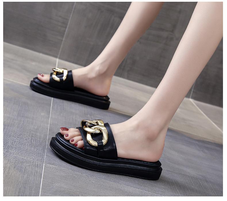 GR | Sandals women with platform and golden chain