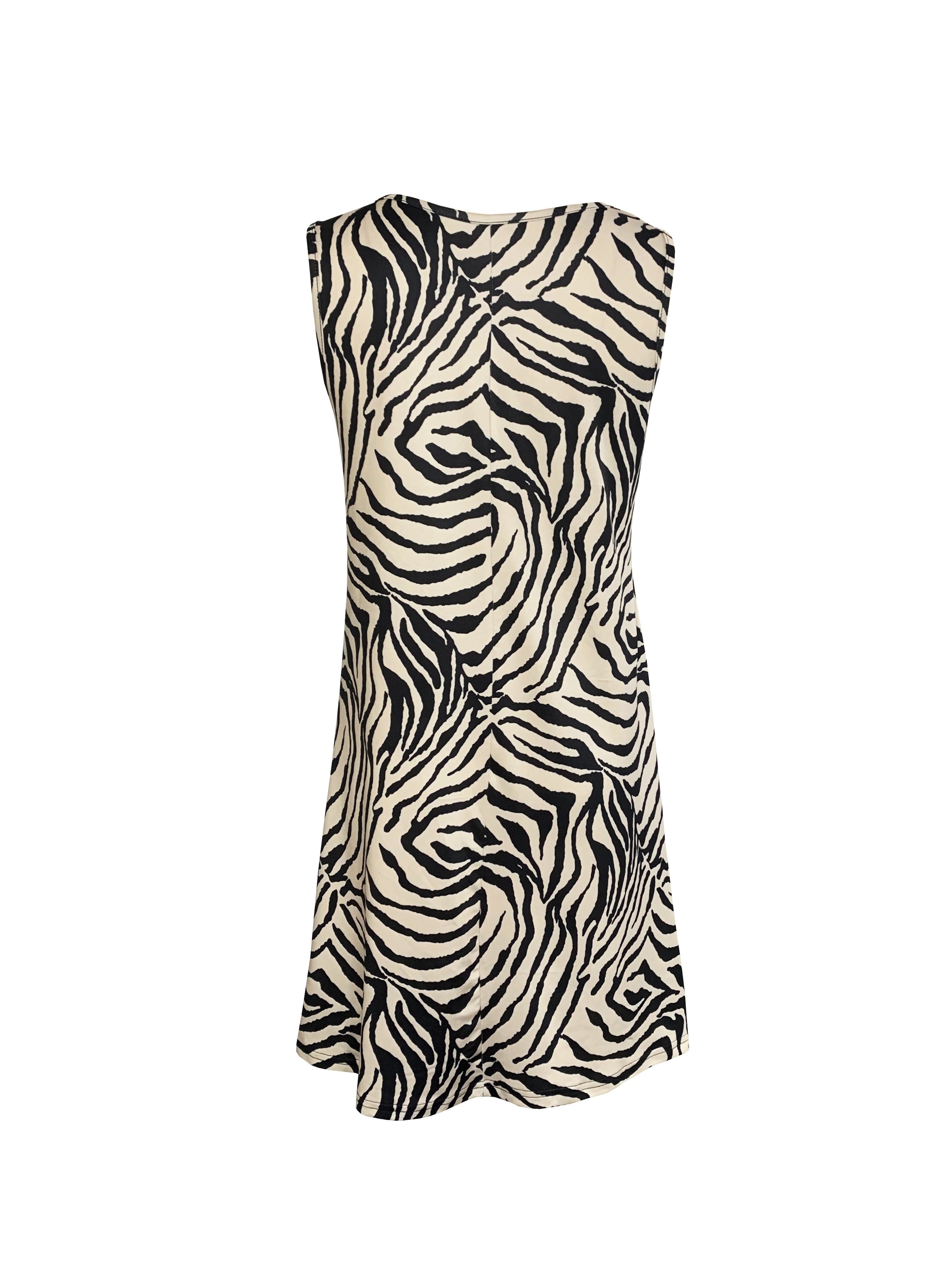 GR | Sleeveless Zebra Dress, A-Line Summer Skirt