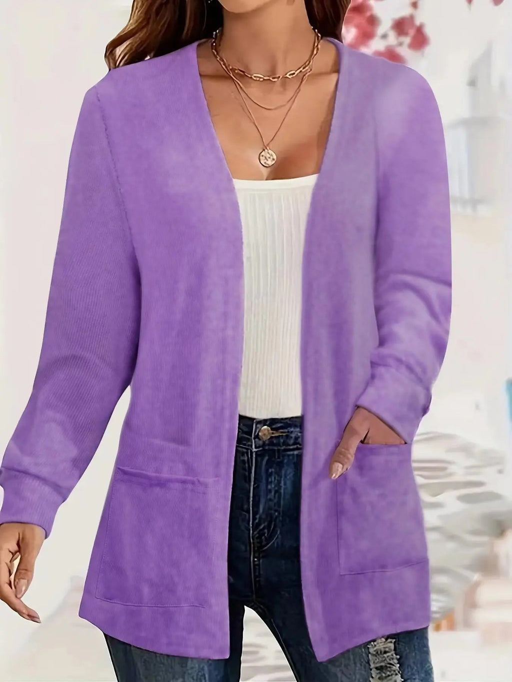 GR | Stilvolle Strickjacke mit Offener Front & Taschen