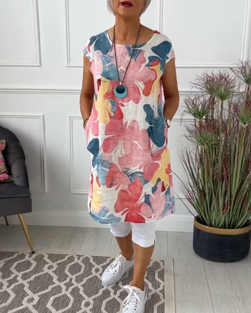 GR | Summer dress with asymmetrical cut and high slit