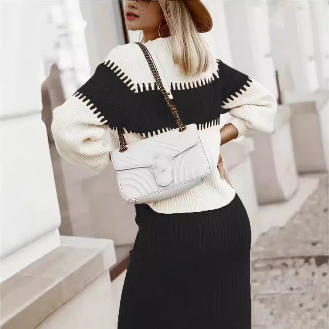 GR | 1-piece knitwear set - long-sleeved sweater and slim midi skirt