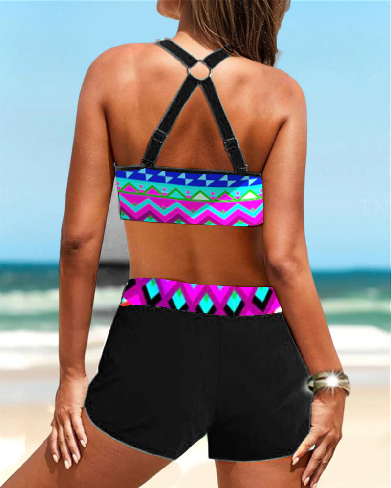 GR | High-cut bikinis with geometric print