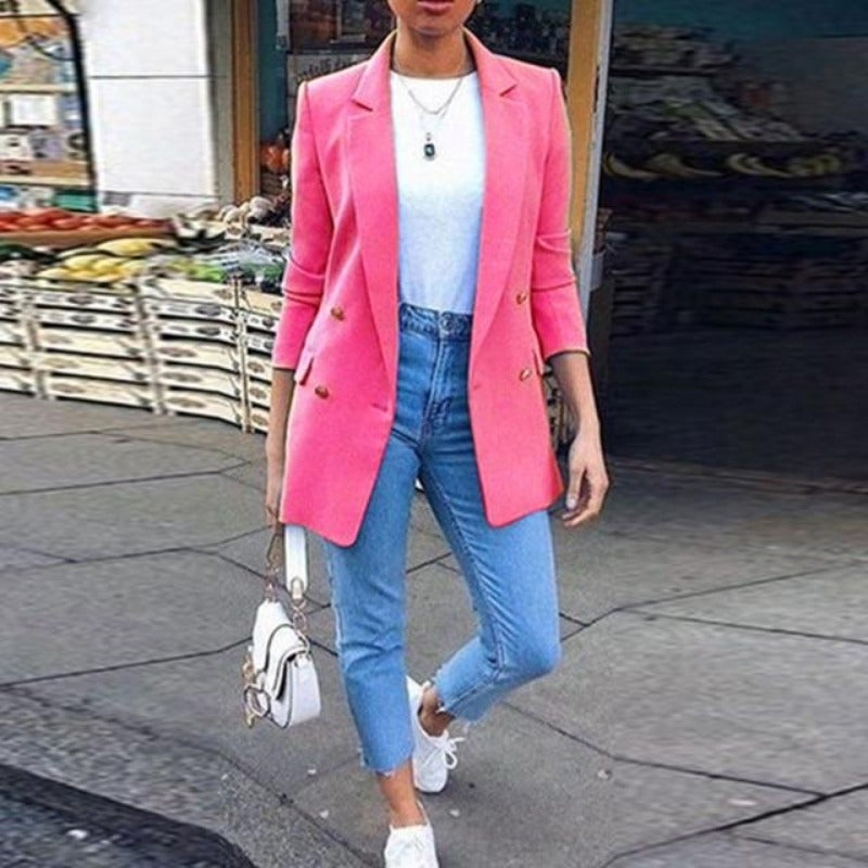 GR | Women's Blazer Elegant Long Blazer with 3/4 Sleeves, Ideal for Business Looks