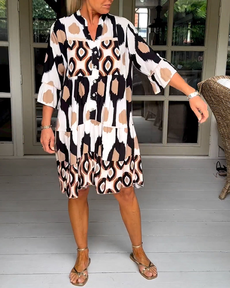 GR A-line Kleid | Stilvolles bedrucktes Midi-Sommerkleid für Frauen mit Taschen