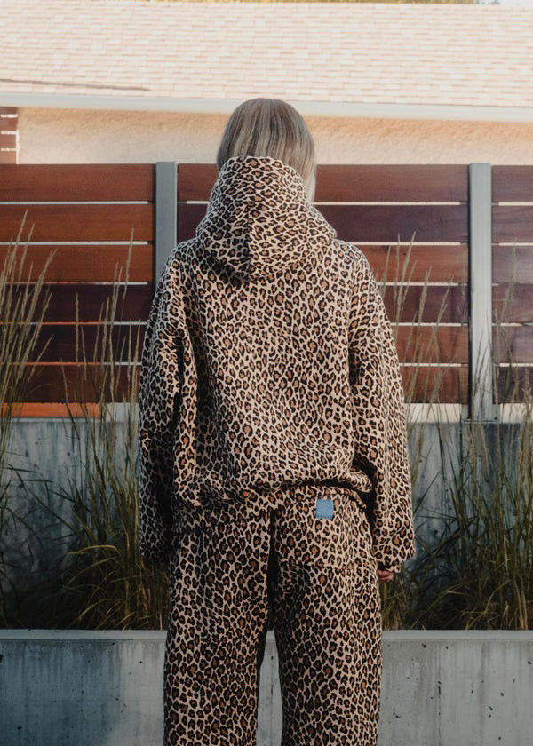 GR | Leopardenmuster Hoodie und Jogginghose Set für Damen
