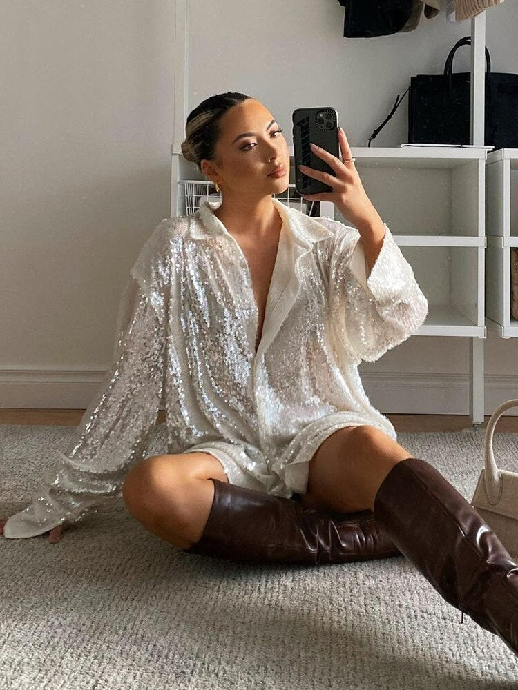GR - Extra-large glitter shirt for women