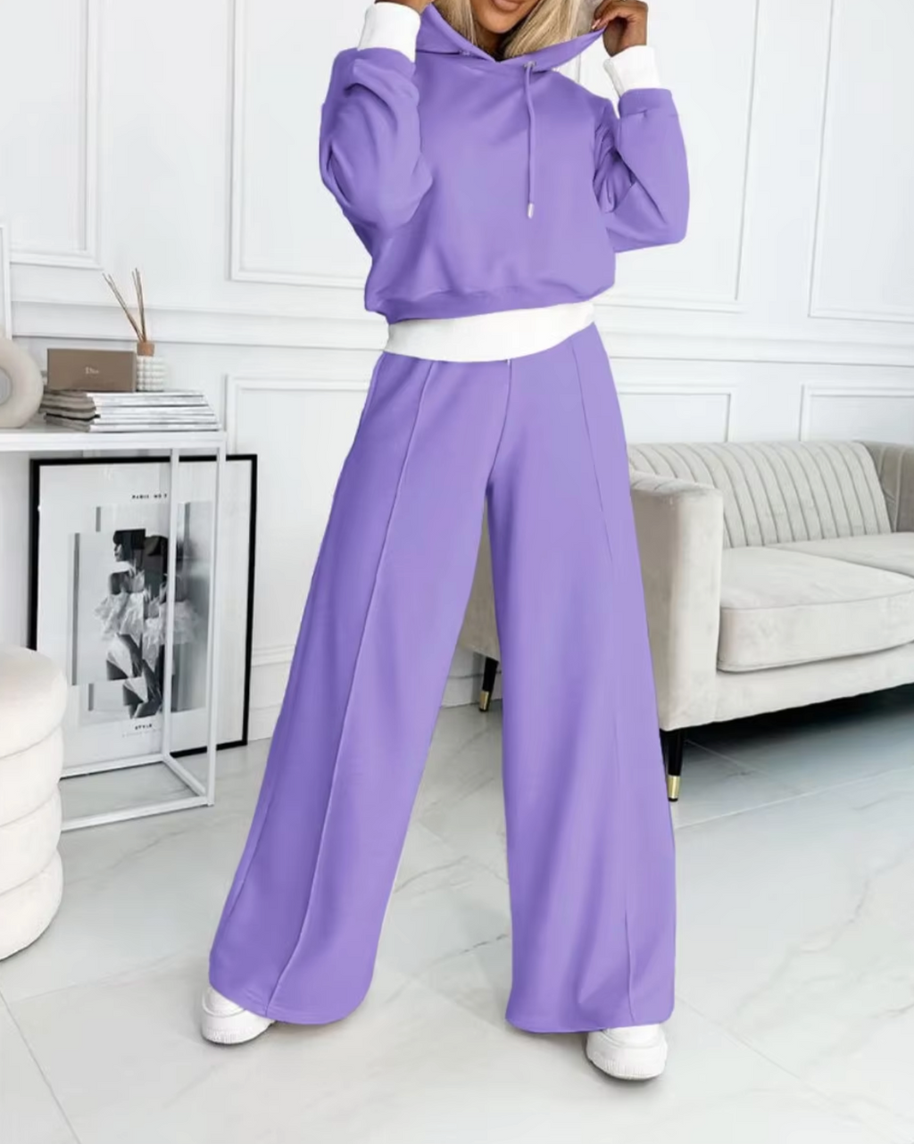 GR | Zweiteiliger Kapuzenpullover Und Hosenanzug Mit Weitem Bein