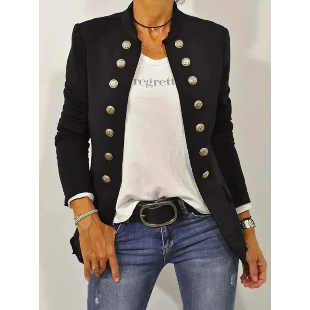 GR – long-sleeved black women's blazer