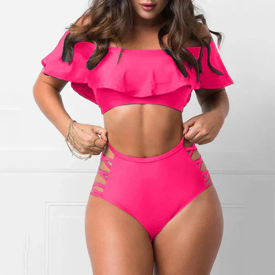 GR | Off-the-shoulder bikini set with ruffles