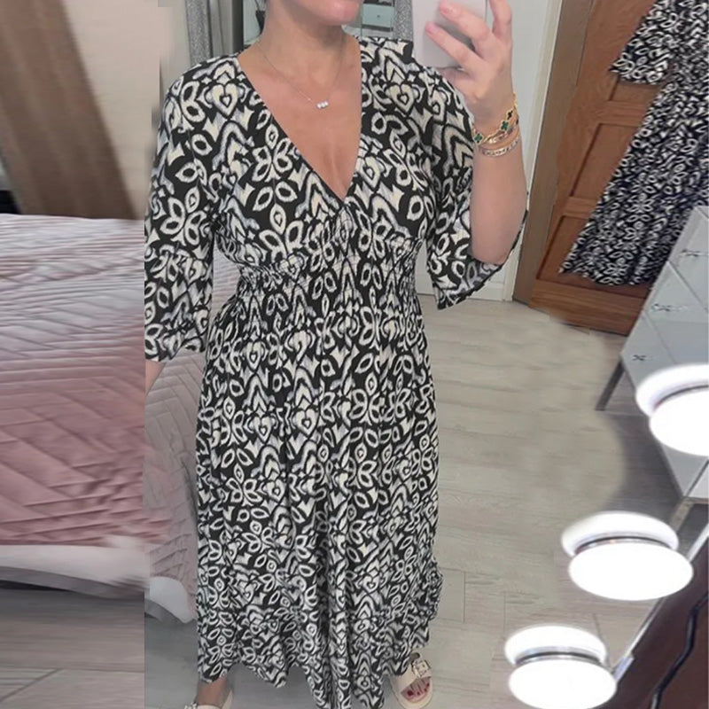 GR | Modische Damenkleid mit Print