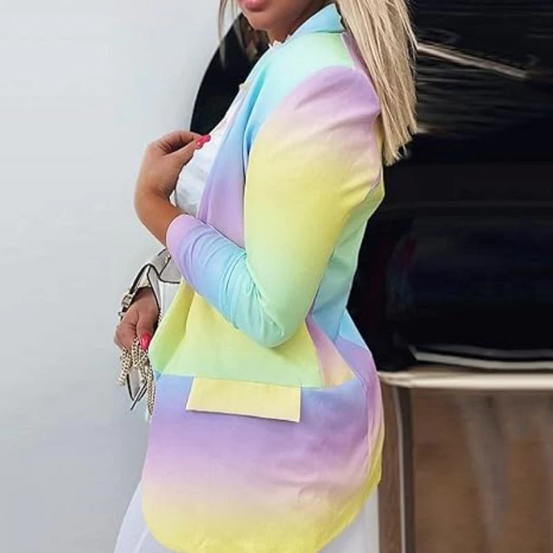 GR | Women's Ombre Open Front Blazer, Long Sleeves, Relaxed Fit