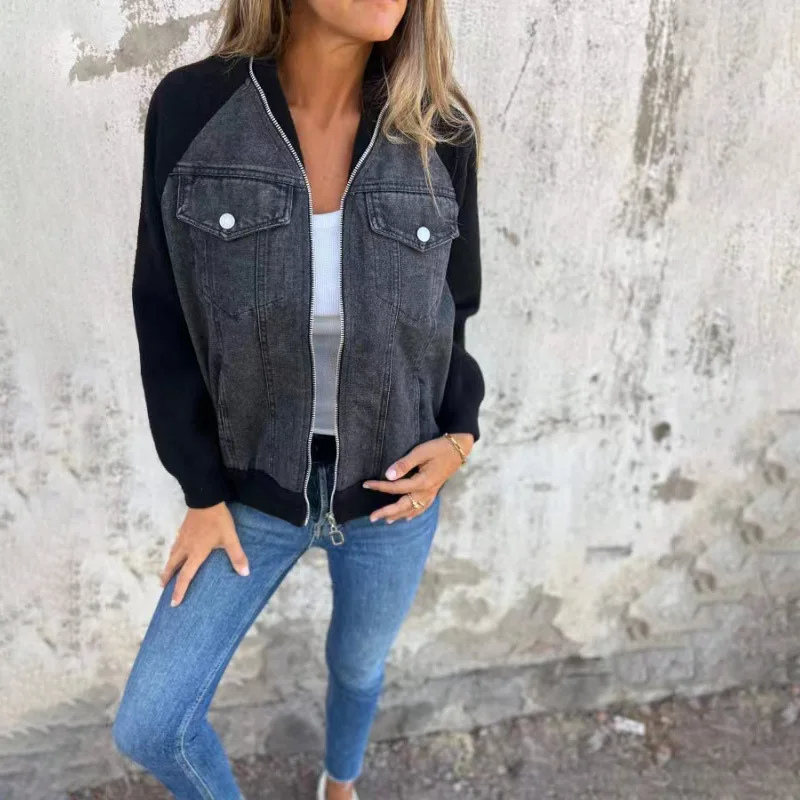 in a denim look with pocket details and a comfortable fit