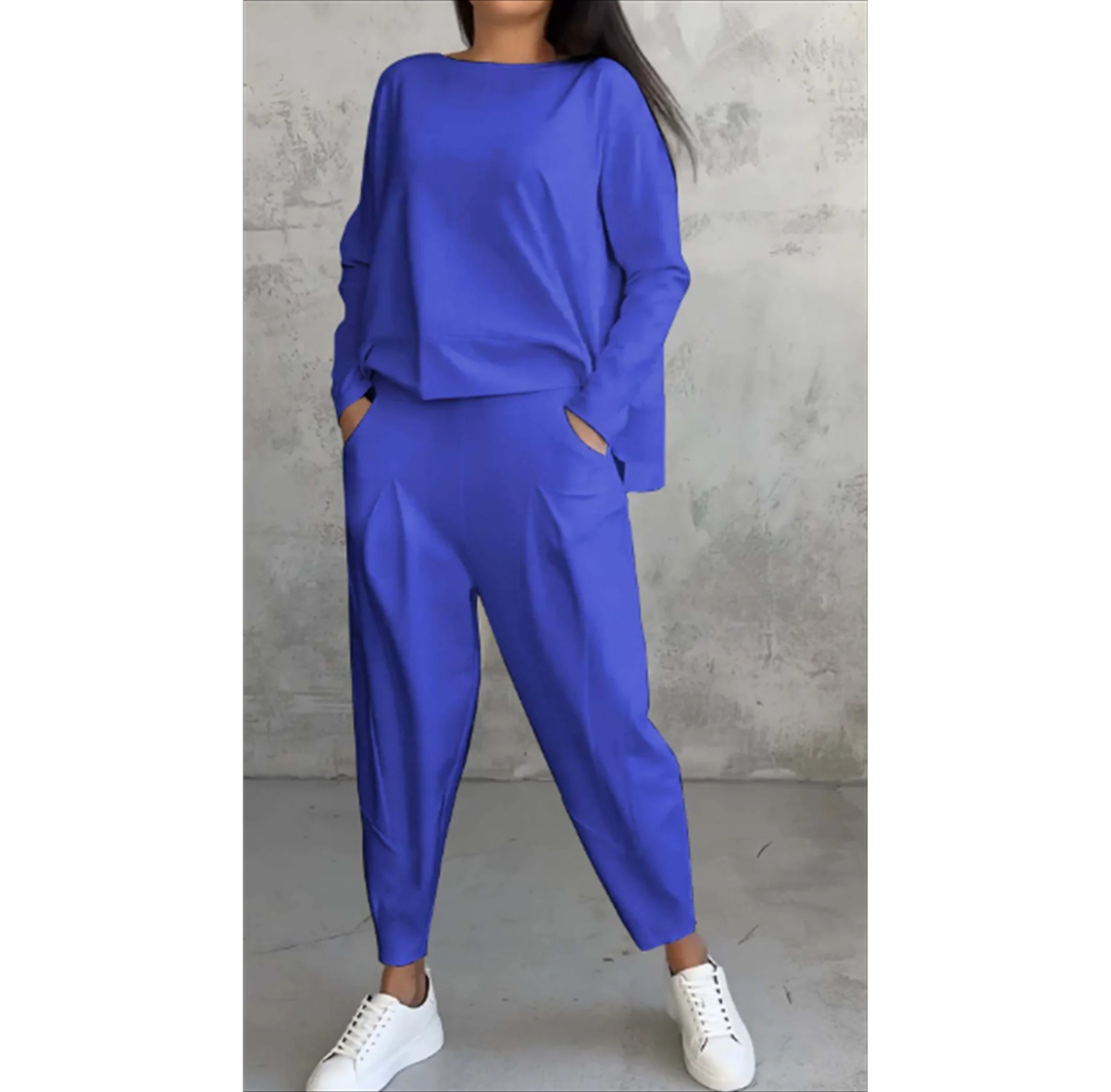 GR | Women's Loungewear Set with Long-Sleeved Top and Relaxed Fit, Two-Piece