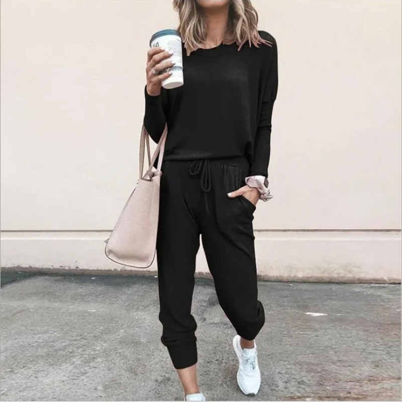 GR | Women's Loungewear Set, Comfortable Two-Piece with Drawstring and Long-Sleeved Shirt