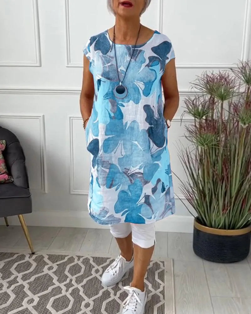 GR | Sommerkleid mit Asymmetrischem Schnitt und Hohem Schlitz