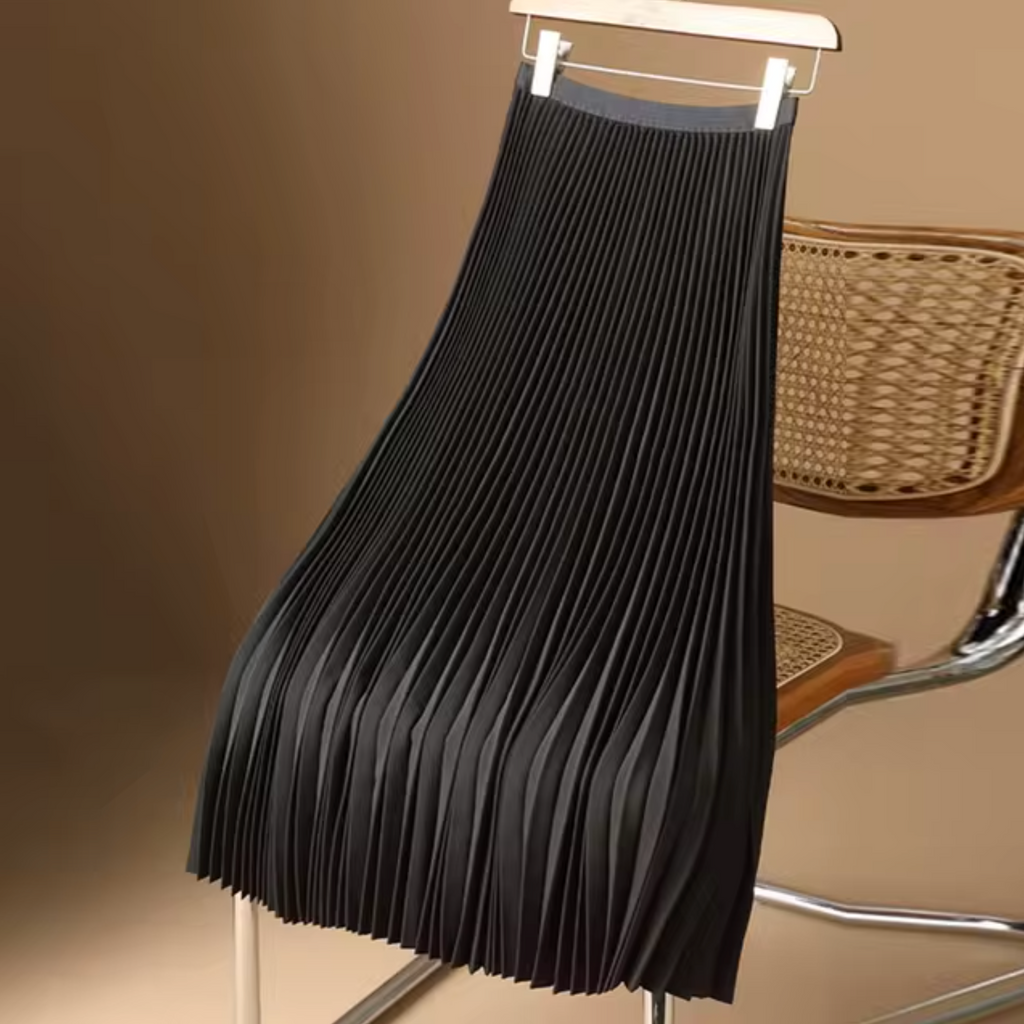 GR | Pleated cotton satin maxi skirt