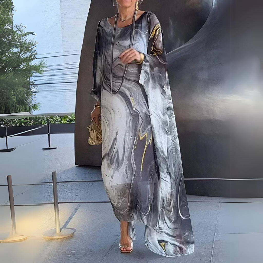 GR | Kaftan Dress Flowing Lightweight Fabric Elegant Loose Fit Wide Sleeves
