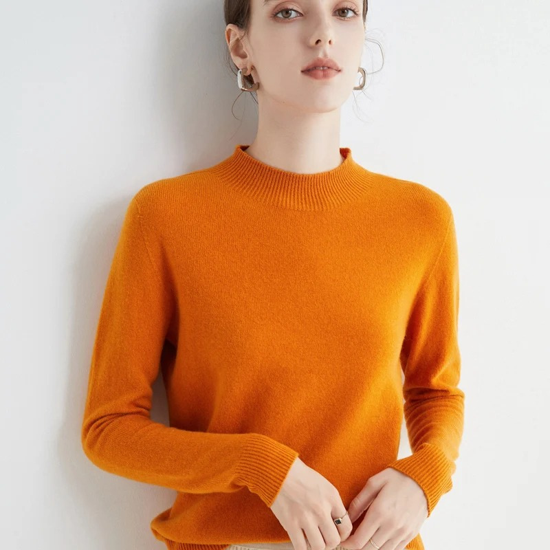 GR | Women's Cashmere Round Neck Sweater - Soft and Lightweight Knit Sweater