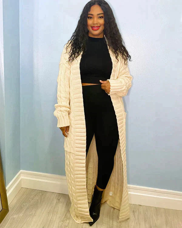 Casual, long cardigan with a V-neck