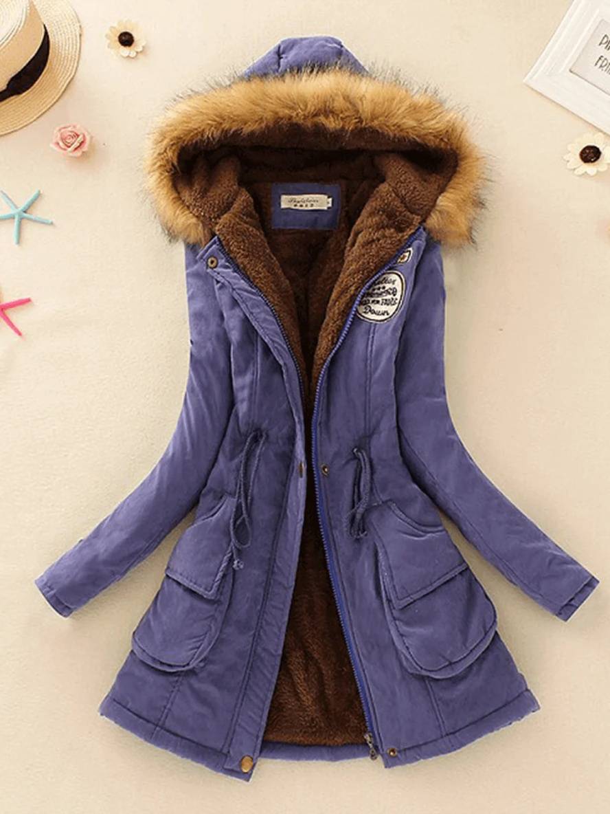 GR | Women's parka in mid-length style with zipper