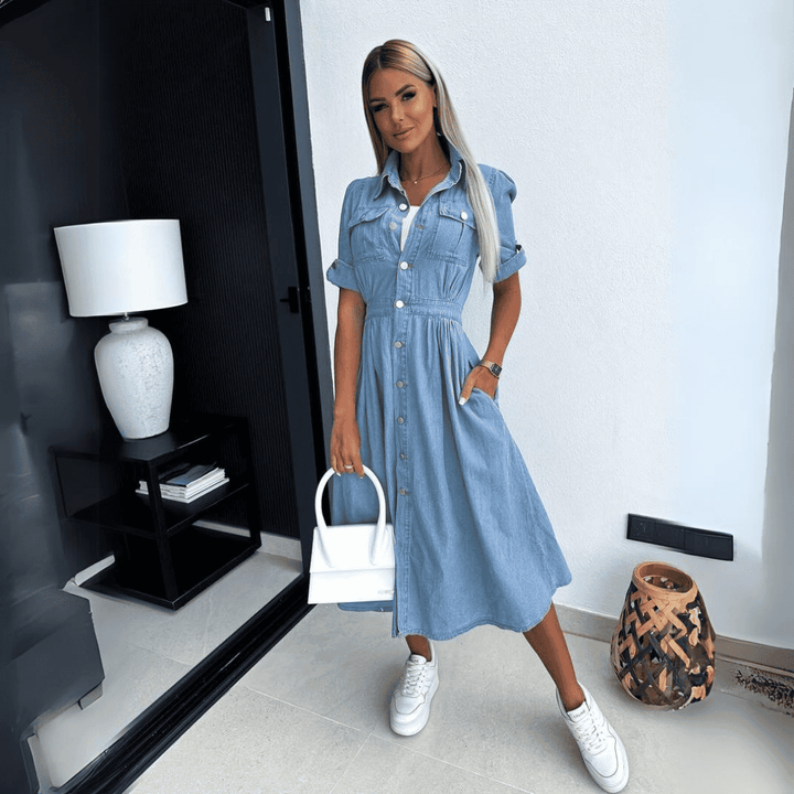 GR | Stylische Denim Midi Kleid