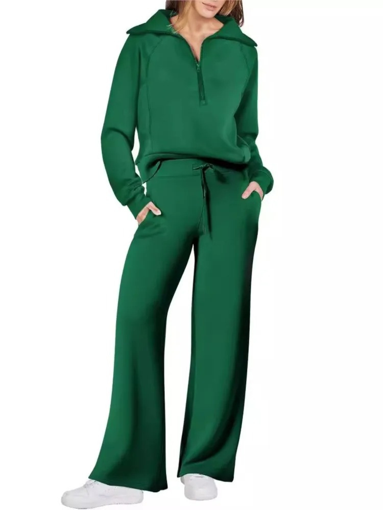 GR | Comfortable women's loungewear set with stand-up collar and drawstring, modern set