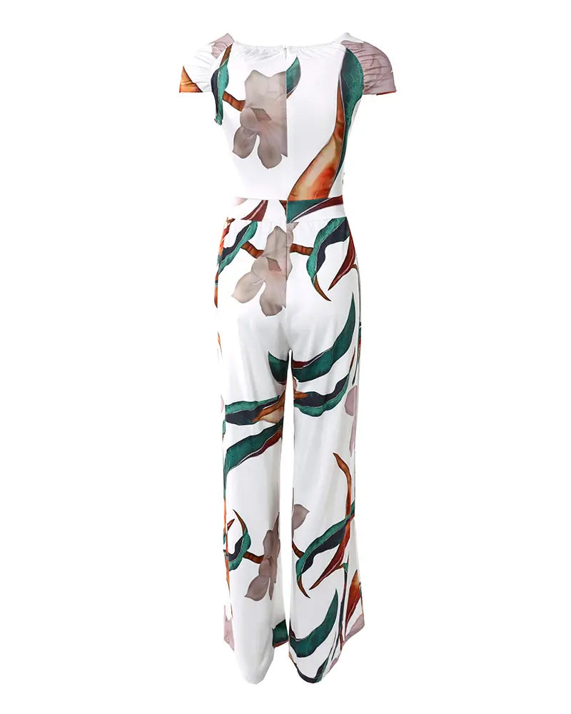 GR | Elegant jumpsuit dress with floral pattern