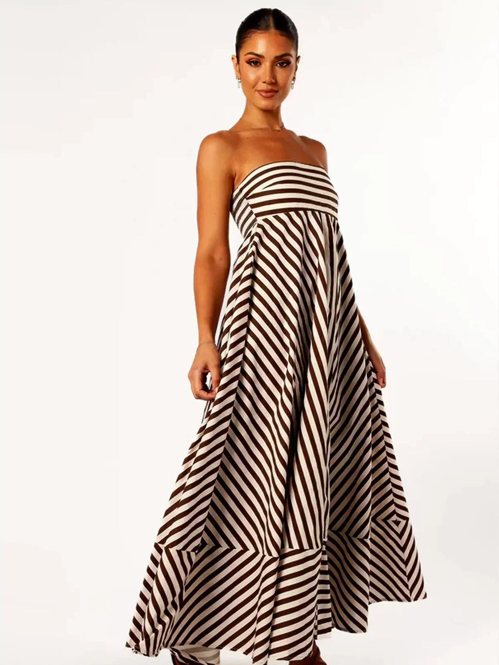 GR | Strapless Striped Maxi Dress for Women
