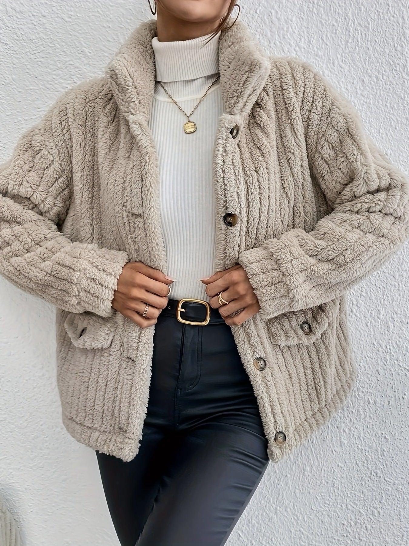 Double-sided cardigan with velvet buttons
