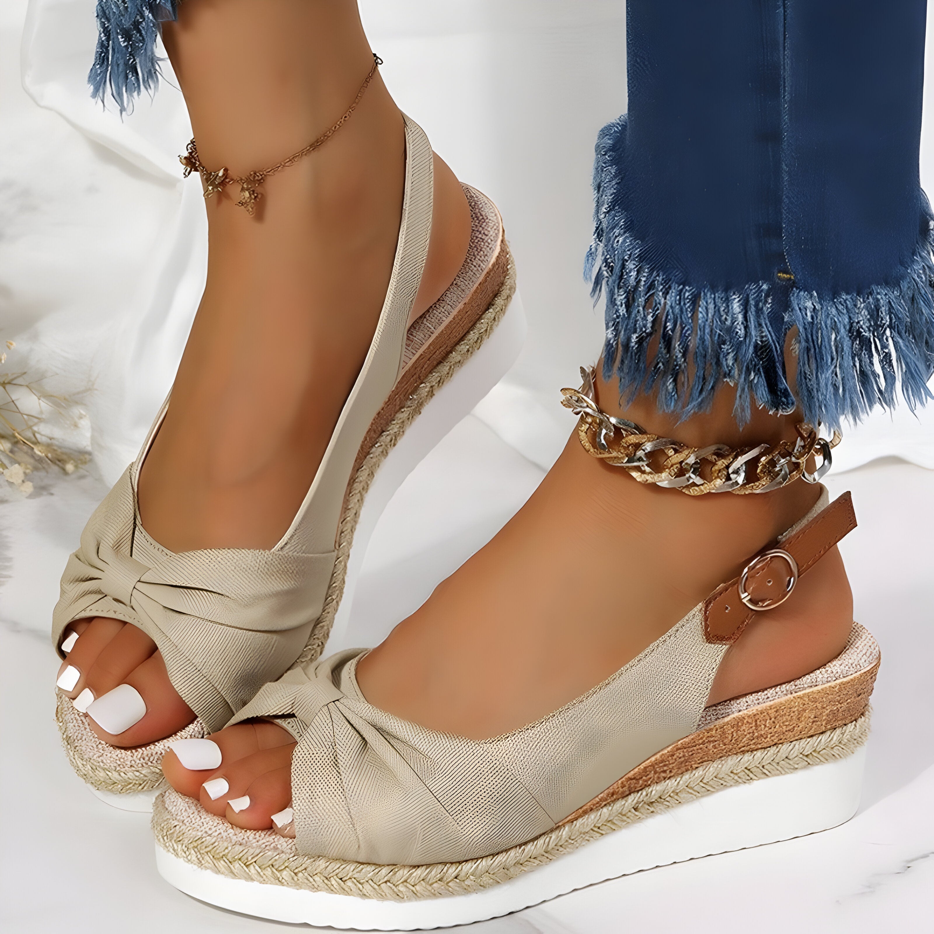 GR | Orthopedic Wedge Sandals with Peep Toe