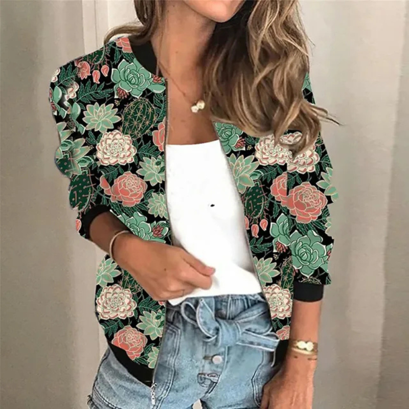 GR | Printed zip-up jacket for women