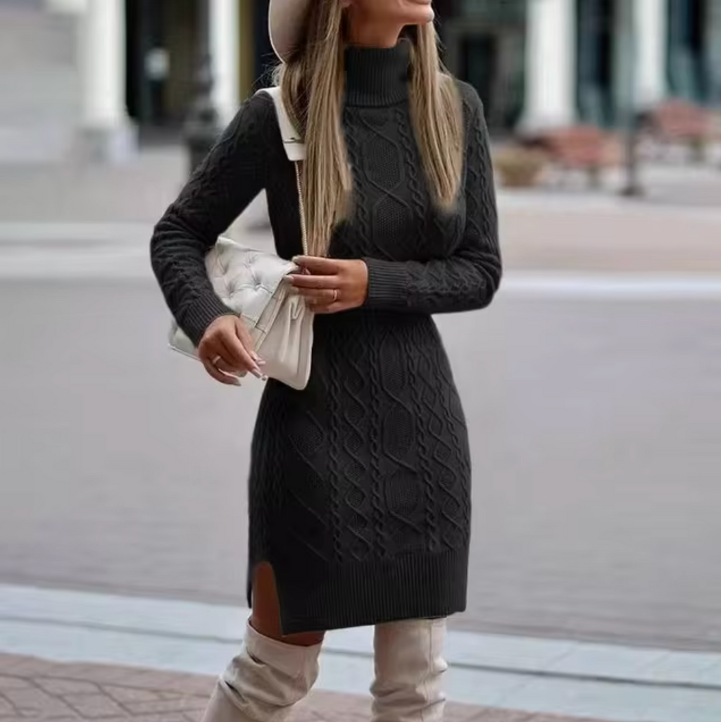 GR – Gestricktes Rollkragen-Pulloverkleid