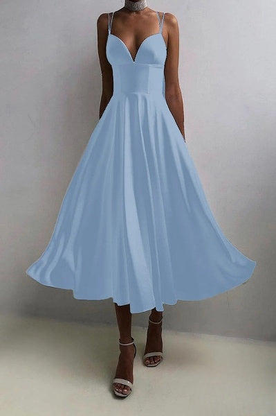 GR | elegantes Midi-Kleid mit Spaghettiträgern für besondere Anlässe