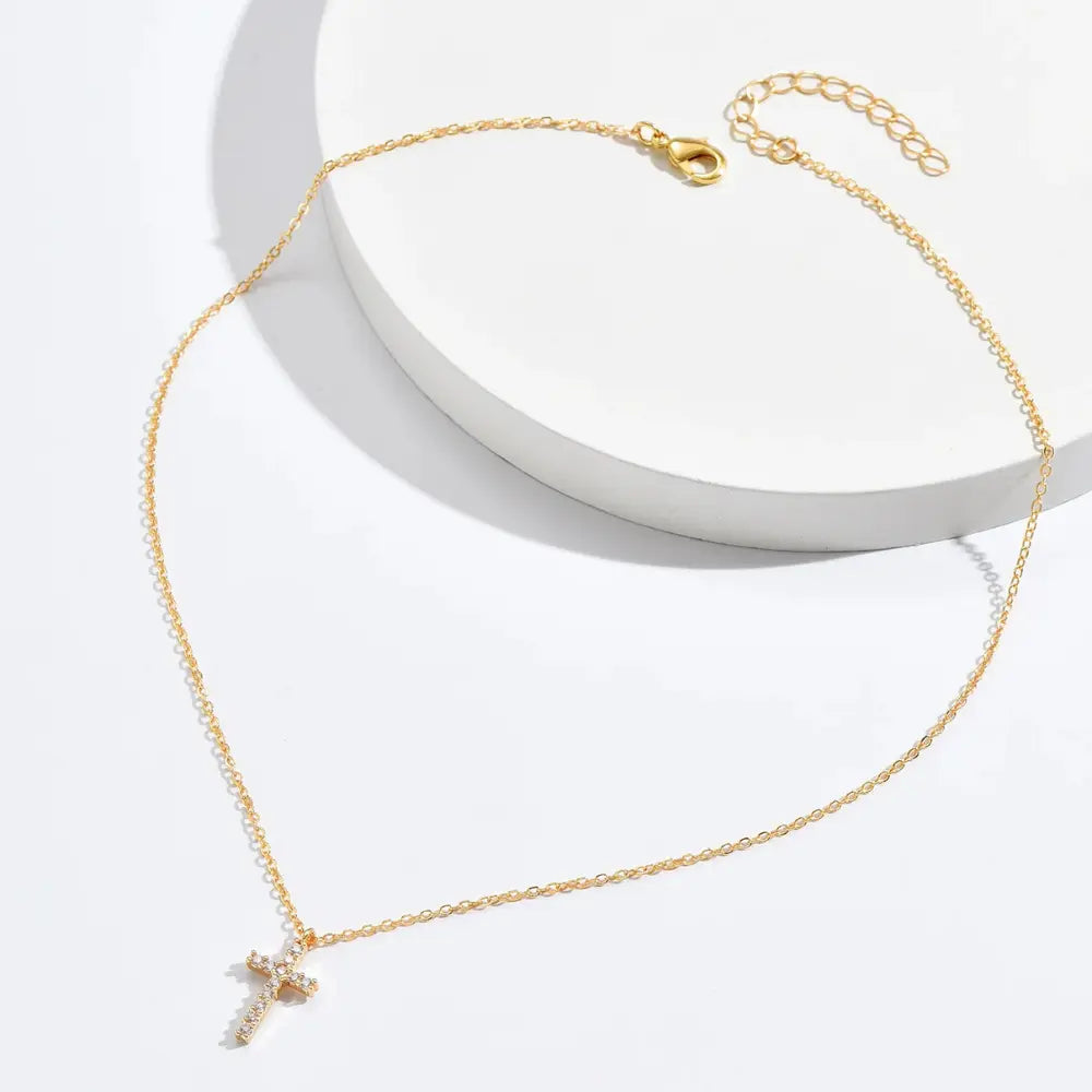 GR | Embossed Cross Necklace Pendant Jewelry for Women
