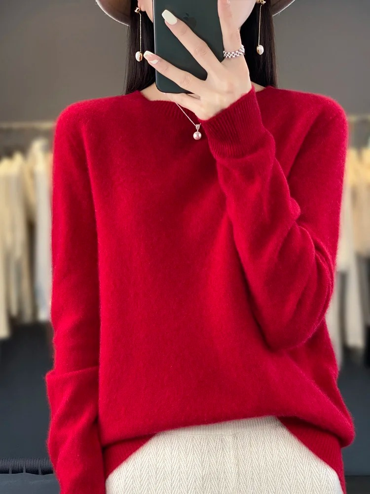 GR | Kaschmir Pullover Damen Runder Ausschnitt Weicher und Eleganter Strickpullover