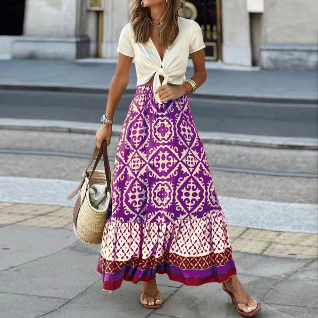Skirt | Trendy geometric high-waisted skirt for casual wear