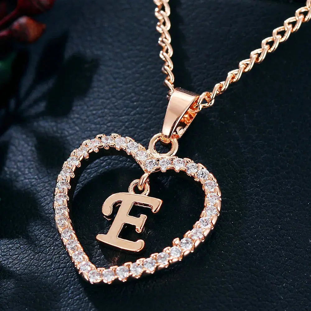 GR | Letter Zircon Love Necklace Jewelry Pendant