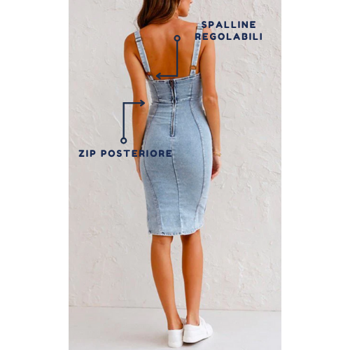 GR | Denim Kleid mit Enganliegender Passform Die Ein Elegantes Aussehen Sicherstellt