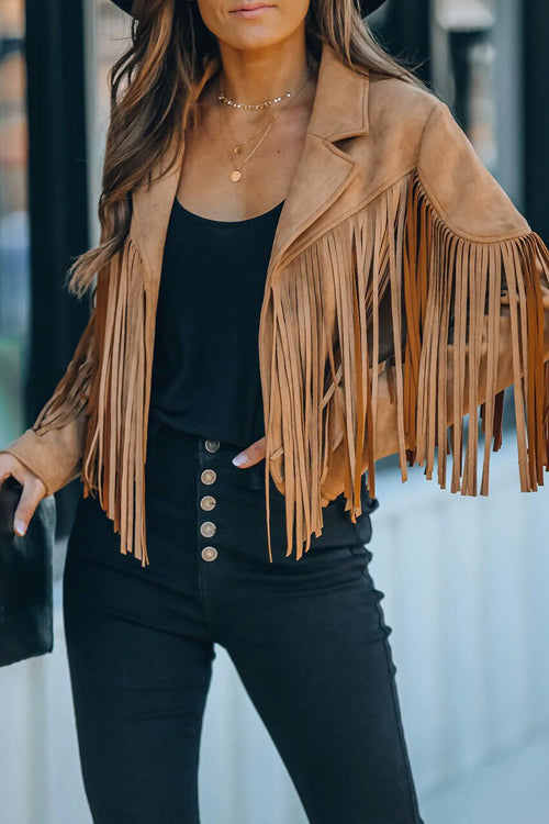 GR | At Your Best Fringe Edge Faux Suede Shacket